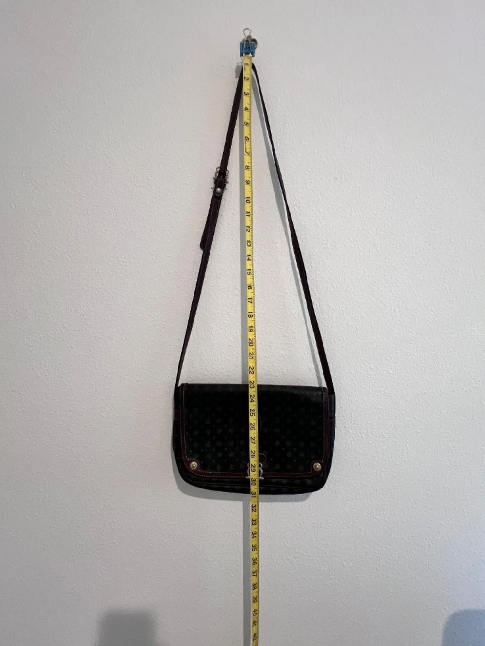 Vintage Pollini Made in Italy Monogram Leather Crossbody Bag